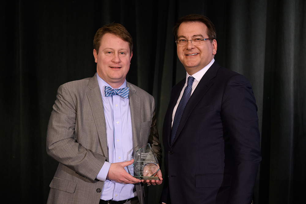J.C. Rozendaal and Colman Ragan of Teva Pharmaceuticals pose with the “Patent Prosecution: U.S. National” award