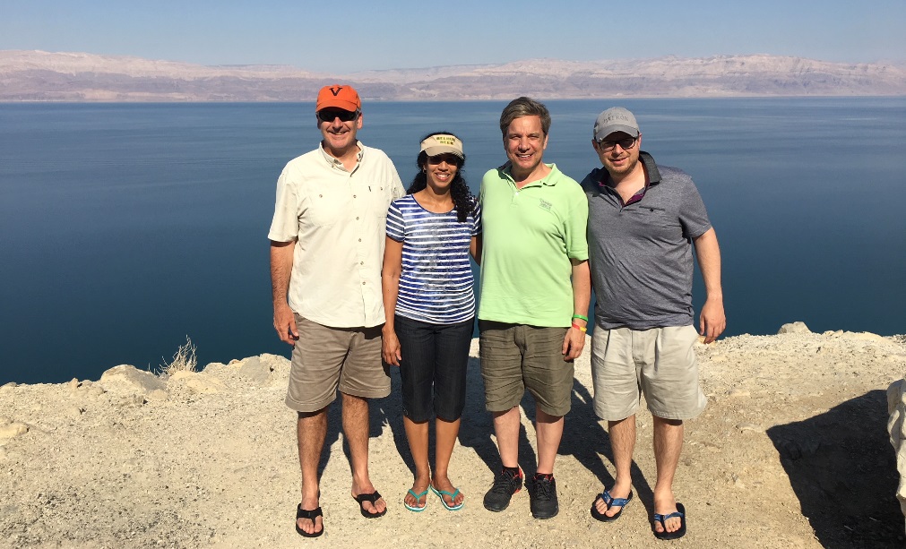 Rob is pictured with his firm colleagues by the Dead            Sea in Israel.