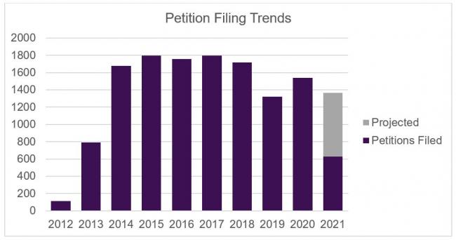petition filing trends graph